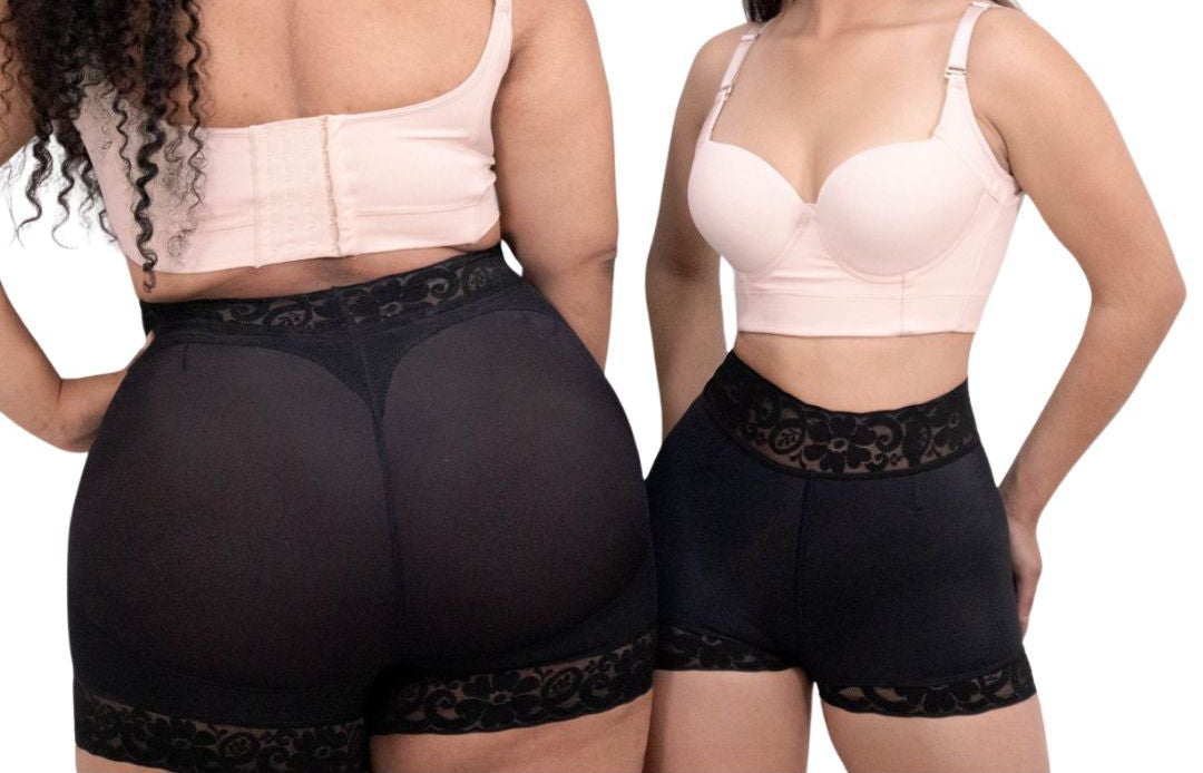 FAJA SHORT LEVANTA COLA PRETINA EN ENCAJE Y VARILLAS